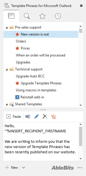 Use ready-to-insert templates in Outlook