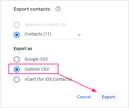 how to export contacts from outlook to google apps