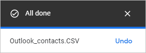 Outlook contacts are imported into Google.