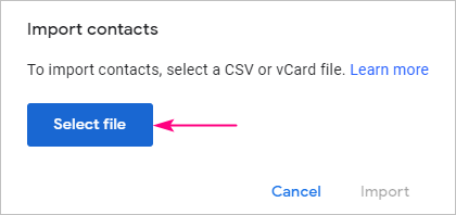 Select a CSV file to import.