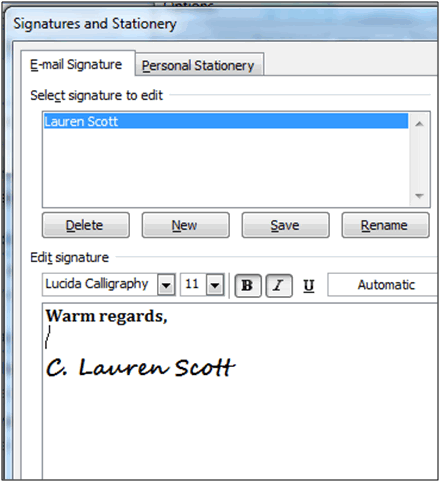 change microsoft outlook signature