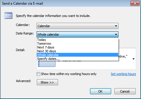 how to set work hours in outlook calendar