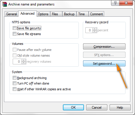 how to add password in zip file