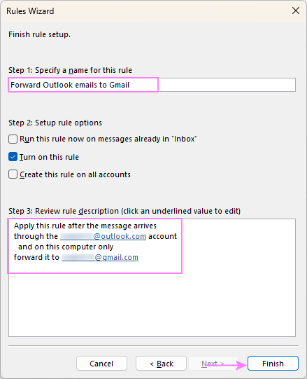 Set up a rule to forward email from classic Outlook to Gmail. Set up a rule to forward email from classic Outlook to Gmail.