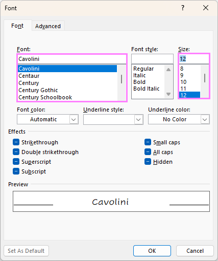 Set a custom font for Outlook messages.