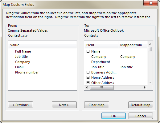 can you import contacts to outlook with an excel files