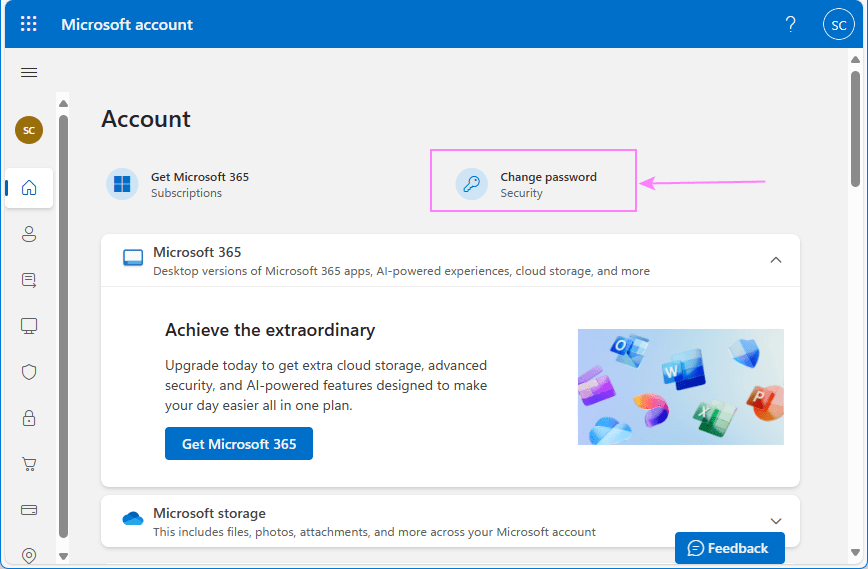 Change the password for your Microsoft account.