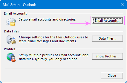 Open the list of email accounts.
