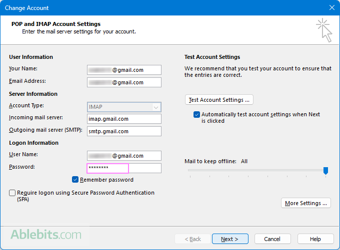 Update the password saved in the Outlook account settings.