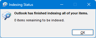 Check if Outlook has finished indexing your messages. Check if Outlook has finished indexing your messages.