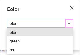 A dropdown list with colors