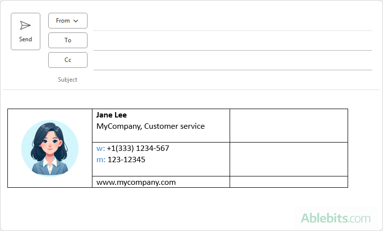 Add personal information to your Outlook signature.