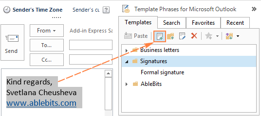 Creating a template with an email signature.