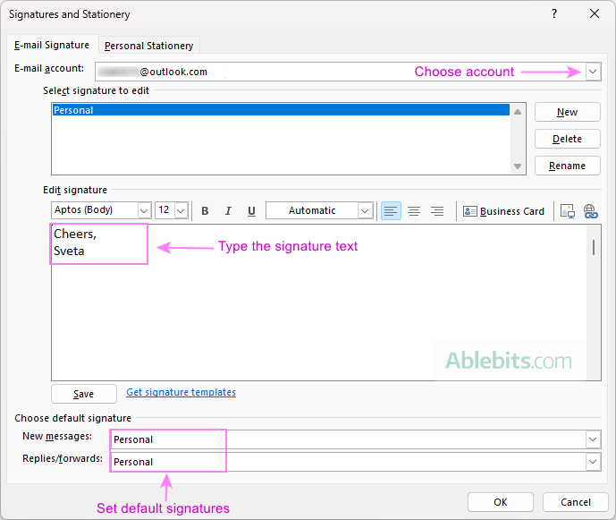 create signature in outlook