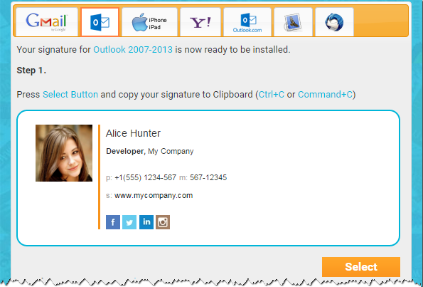 create html email signature outlook 2013