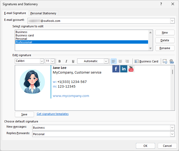 microsoft outlook signature picture