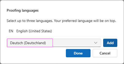 Add a proofing language in new Outlook.