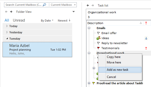 how to move tasks in outlook