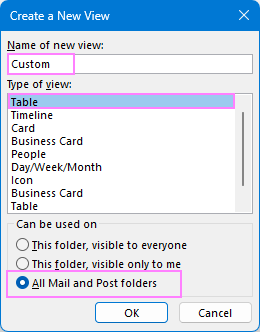 Create a custom view in Outlook.