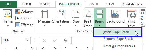 Excel Insert Page Break Not Working