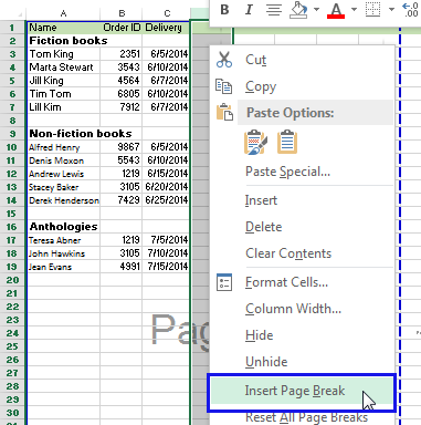 set page breaks in excel for mac