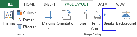 Go to the Page Layout tab in the Page Setup group and click Breaks