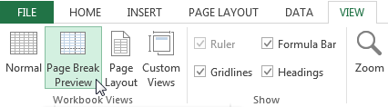 how to view page breaks in excel mac os