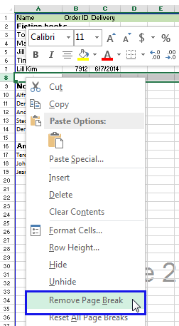 excel for mac page break print