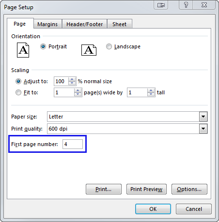 How to insert page numbers in Excel