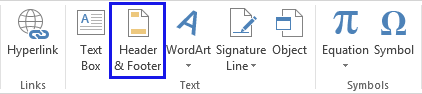 Click on the Header & Footer in the Text group