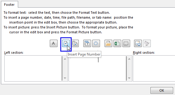 Click on the Insert Page Number Button image