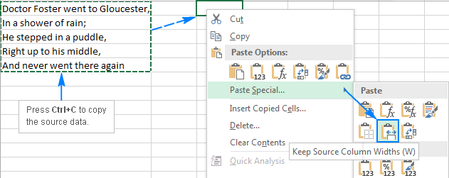 Excel Paste Special Shortcuts To Copy Values Comments Column Width Etc