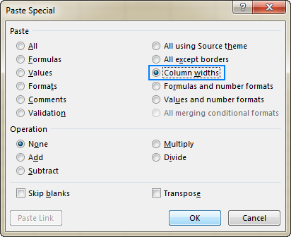 Excel Paste Special shortcuts to copy values comments column