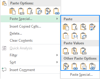 excel shortcut to paste formula