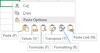 shortcut key on excel mac for paste special