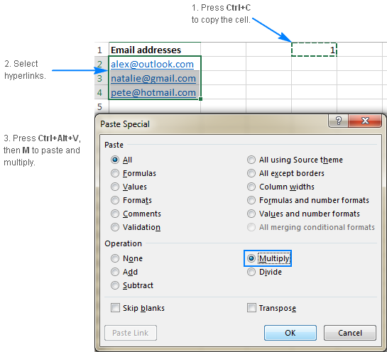 keyboard shortcut for paste special excel mac