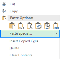 excel shortcut keys for paste special values