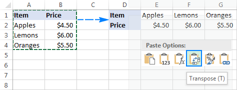 paste transpose excel shortcut mac