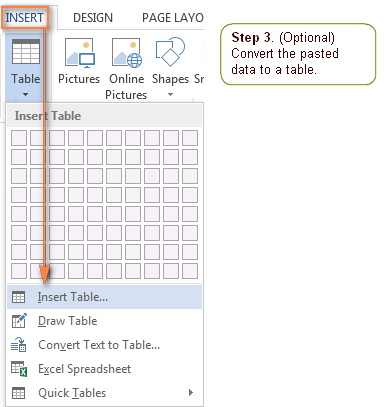 insert pdf table into excel