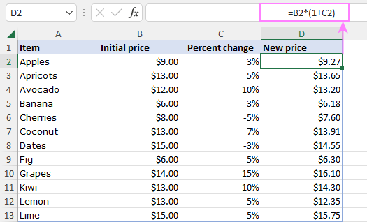 Calculating the value after percent increase / decrease.