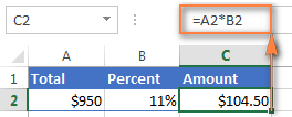 Calculating amount by total and percentage