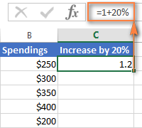 percentage formula increase excel percent calculate certain column entire numbers ablebits calculator naturally formulas replace above