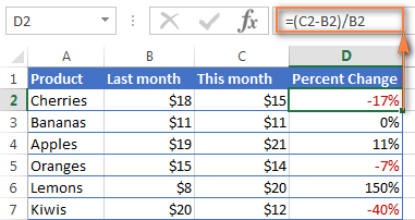 percentage calculator excel template