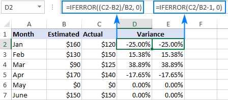 Prevent division by zero errors in the percent variance formula.