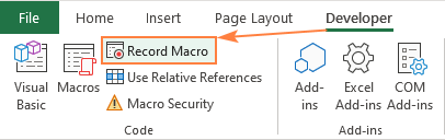 Recording a macro in Excel