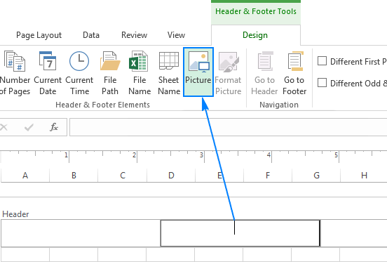 Embedding a picture into Excel header
