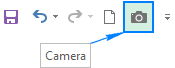 The Camera button is added to Quick Access Toolbar.