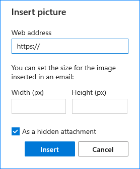 Insert picture window to paste URL and set its size
