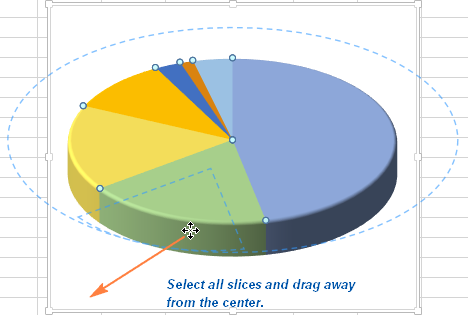 Exploding the entire pie chart in Excel