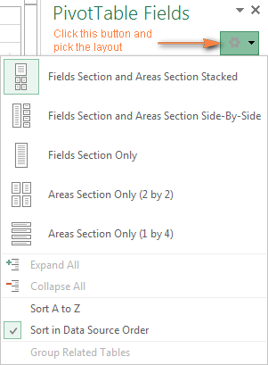 Changing the Field List view
